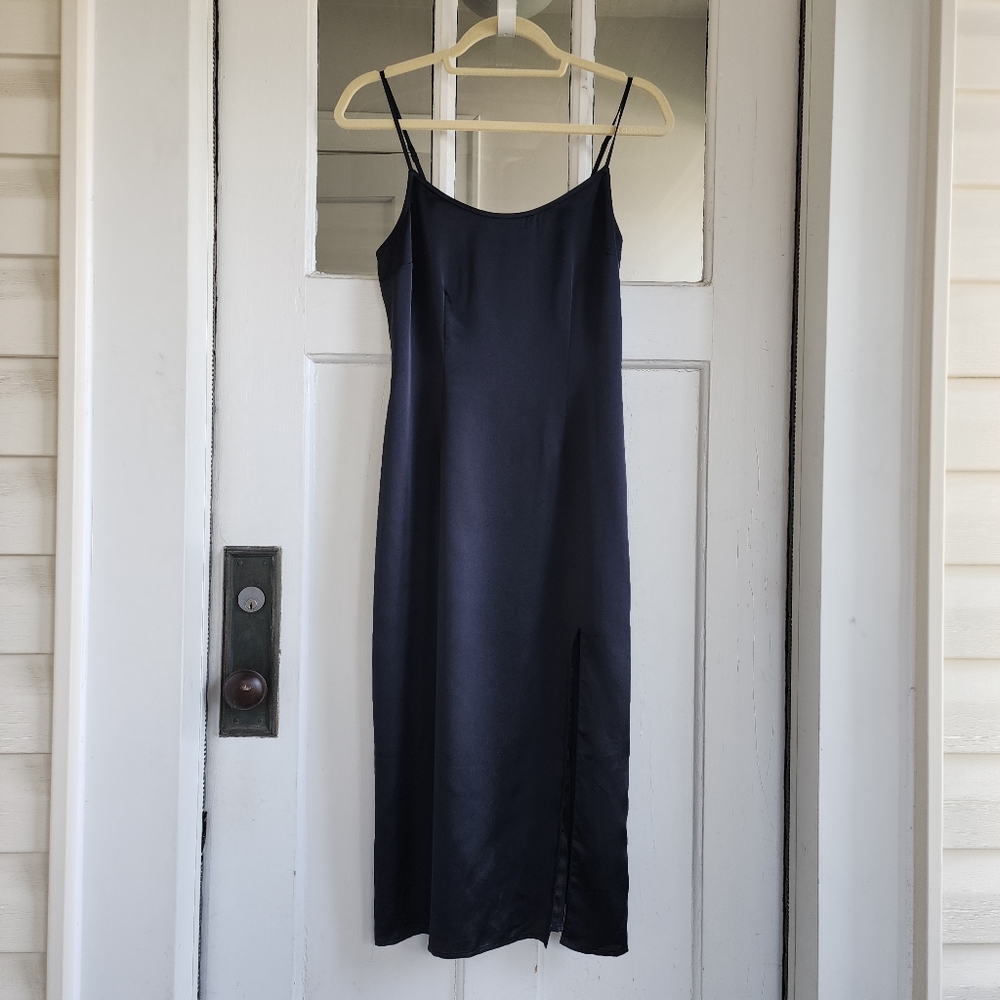 Abercrombie & Fitch Black Slip Midi Dress